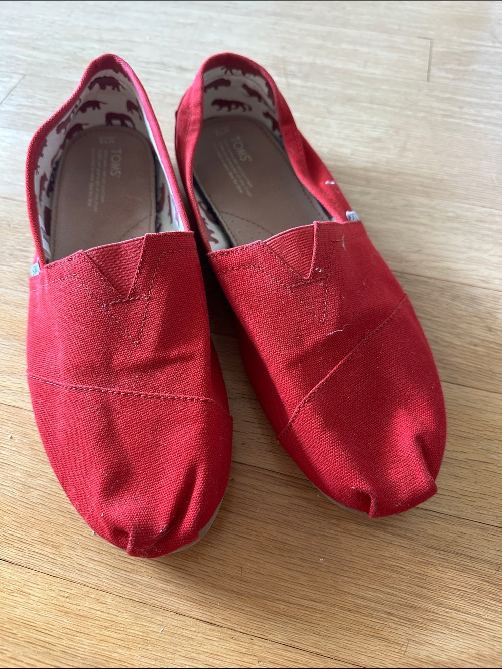 Toms Red Canvas Slip-On Shoes